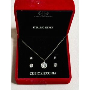 Giani Bernini‎ Sterling Silver CZ necklace and earring set party new in box